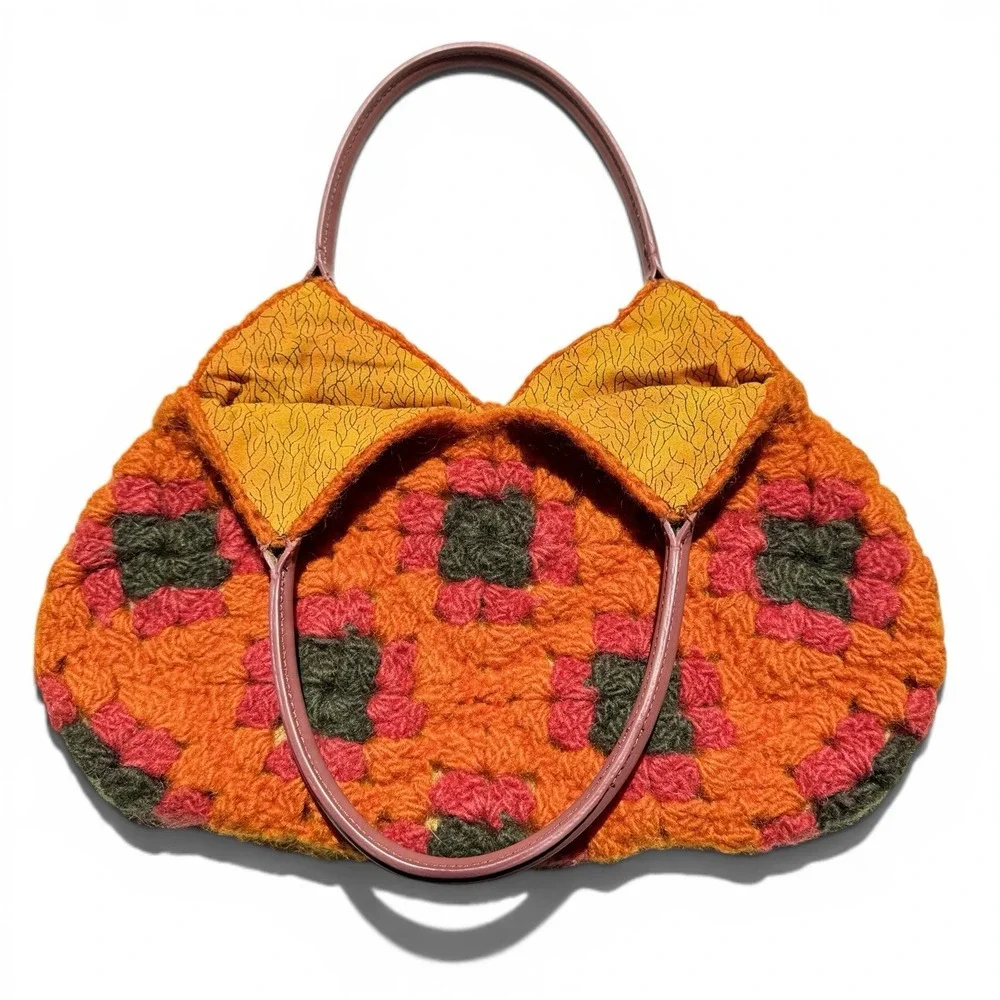 Hand Crocheted Square Handbag Granny core Cottagecore Coquette Boho Festival Y2K